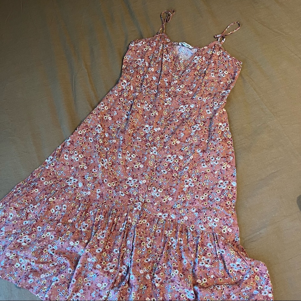 MIMI CHICA- Dusty Rose Button Dress